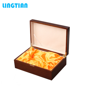 Custom size square double wine bottles wooden gift box for wine glasses