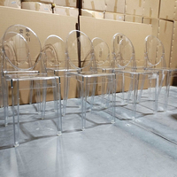 Chaises de salle à manger nordiques modernes à dossier rond en plastique acrylique polypropylène en gros pour la salle de sport à domicile ou la conception transparente d'appartement