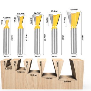 Jeu de fraises à queue d'aronde Fuxin pour le travail du bois, avec tiges de 1/4, 3/8, 1/2, 5/8, 3/4 pouces, pour rainurage et fraisage, pour la découpe de joints - Product Image 4
