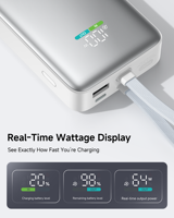 Batterie externe portable Neoseek 20000 mAh, charge rapide 100 W, câble Type-C intégré, conforme aux réglementations de transport aérien
