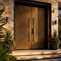 Porte de sécurité double en acier radial concentrique BOCHARM moderne avec poignée carrée et centre martelé pour villa
