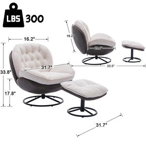 Sillones para Sala de Estar, <span class=keywords><strong>Sillón</strong></span> Individual Tapizado, Cómodo <span class=keywords><strong>Sillón</strong></span> de Lectura con Giro de 360 Grados y Reposapiés - Product Image 2