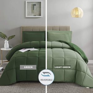 3PC màu xanh lá cây Nữ Hoàng Kích thước <span class=keywords><strong>Comforter</strong></span> thiết lập tất cả các mùa đảo ngược xuống thay thế <span class=keywords><strong>Comforter</strong></span> với hai shams chần Duvet chèn - Product Image 1