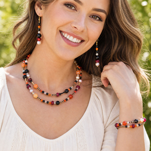 Bohemian Style Multi-Layer Natural Stone Fashion Jewelry <b>Set</b> Agate Pearl for Women's Trendy Necklace/Earrings/<b>Bracelet</b> Made - Product Image 1