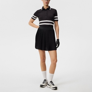Ensemble short et haut imprimé pour femme, style preppy, respirant, col en V, taille haute, ceinture élastique, logo personnalisé, plissé, vêtements de golf - Product Image 3