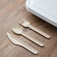 Ensemble de couverts biodégradables en bagasse de canne à sucre, fourchette, cuillère, couteau jetables et compostables, OEM disponible pour les restaurants à emporter