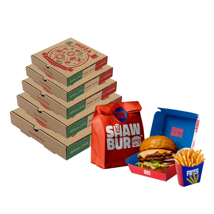 Hersteller individuell bedruckte braune Wellpappe verpackungs karton verpackung in Standard größe für Brathähnchen-Burger-Pizza-Papiers ch achtel