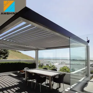 Gartenausstattung automatischer Aluminium-Pergola-Vordach Terrassenabdeckung motorisiertes Lamellendach mit Seitenschirm Pergola