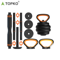 Ensemble d'haltères multifonction TOPKO 6 en 1, 40 kg, réglable, barre multifonction, kettlebell pour la musculation à domicile