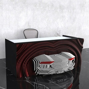 Mostrador de Recepción en Forma de L de Madera Maciza Moderna con Diseño de Automóvil, Diseño Personalizado, Estética Elegante, Funcional, para Uso Comercial, Escuela, Supermercado - Product Image 6