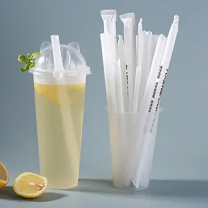 Pajita de té de burbujas de PLA, Pajita desechable Degradable de alta temperatura, 12mm, para taza de 700ml/24 oz, 20 oz