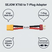 SEJOW XT60 zu T-Plug Deans Adapter Konvertierungskabel Silikon 12AWG Universal RC LiPo Ladegerät Kompatibel OEM
