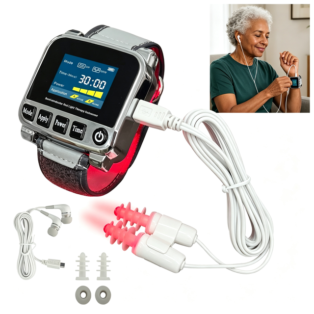 Gentle LLLT Laser Wristwatch for Vascular Comfort Support Daily Ear Nose Care and Nasal Tissue Nourishment Support