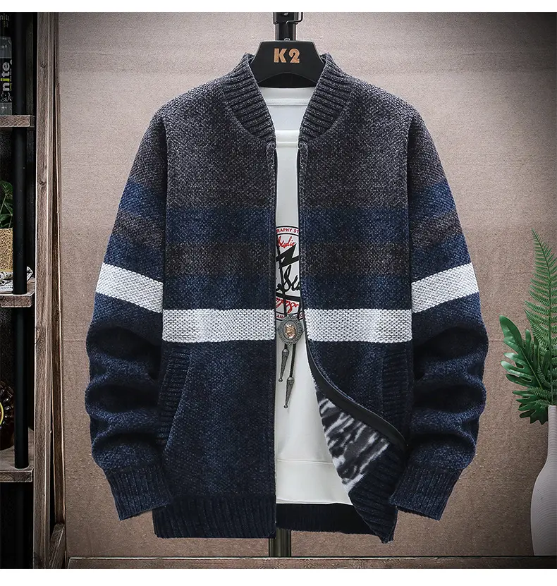 Cardigan Sweater Men's Spring and Autumn New Korean Style Fashion Casual Baseball Neck Knitted Shirt Coat Men's Top