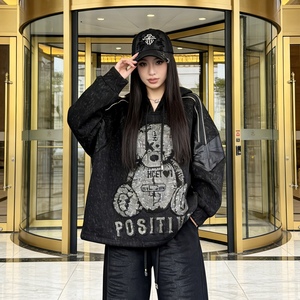 2588/Felpa con Cappuccio da <span class=keywords><strong>Donna</strong></span> <span class=keywords><strong>di</strong></span> <span class=keywords><strong>Marca</strong></span> Trendy, Stampa 3D Cartoon, Traspirante, Elegante, Moda Streetwear con Lavorazione Artigianale - Product Image 1