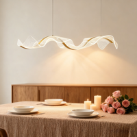 Lustre linéaire en acrylique LED JACKSUN L120CM, design ondulé, design ondulé, intensité réglable, suspension réglable pour îlot de cuisine