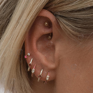 Trang Sức Mỹ Gemnel Mạ Vàng Huggie 925 Bông Tai Zirconia - Product Image 6