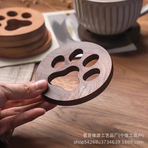 Wooden Cat Paw Coaster Heat Resistant Japanese Style <b>Teacup</b> Mat Gift For Tea Room Set - Product Image 2