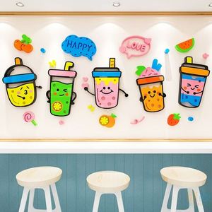 Decoración de Pared para Tienda de Té con Leche, Cafetería, Adhesivos Impermeables para Puerta de Vidrio con Diseño Moderno en Acrílico 3D para Tomar Fotos - Product Image 3