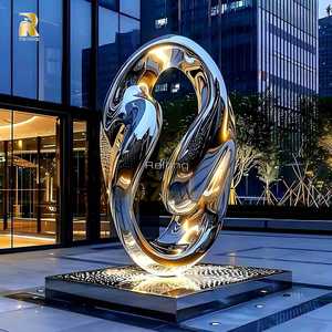 RELONG Custom Polished Modern Stainless Steel <strong>Abstract</strong> <strong>Sculpture</strong> for Outdoor Hotel Lobby Entrance Decoration - Product Image 2