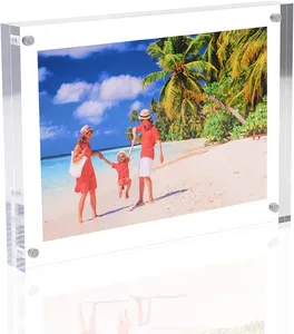 Acryl rahmenlose Magnet dekoration Foto rahmen 5x7 doppelseitig klarer magnetischer Tisch Acryl block Foto rahmen