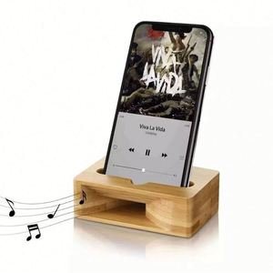 Custom Logo Eco Friendly Bamboo No Battery Passive <b>Speaker</b> Desktop Phone <b>Stand</b> for Welcome Gifts - Product Image 2