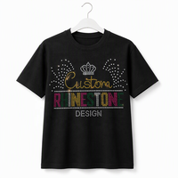Transfert de strass personnalisé, motif couronne, lettrage multicolore en pierres, applique pour la décoration du dos des chemises, vente en gros
