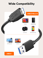 Cable Micro USB 3.0 de Alta Calidad a Precio de Fábrica, 3.3 Pies, Cable de Alta Velocidad para Disco Duro, Ligero, Carga Rápida para Computadora