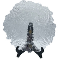 Assiette en plastique PP rétro pour mariage, finition miroir doré métallique, bord festonné, 13 pouces, pour la décoration de table de fête et de banquet, finition givrée
