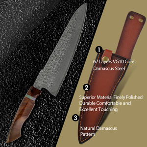 Artigianato di alta qualità martello damasco con decapaggio acido 5 pezzi coltello set superiore ergonomico manico in legno di sicomoro - Product Image 5