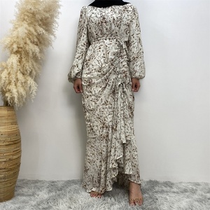 6669# New Elegant Spring <b>Summer</b> Floral Dress Front Pleated Drawstring Type Fashion Gorgeously Classy Women Dress - Product Image 3