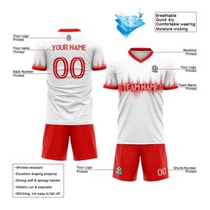 Футбольные майки с цифровым принтом, синий, красный, дышащий, спортивная одежда для мальчиков и девочек - Product Image 4