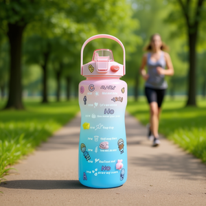 Bouteille d'eau Mooca dégradée avec paille 750 ml, design dessin animé pour adultes, bureau, randonnée, camping, en plastique PC écologique - Product Image 2