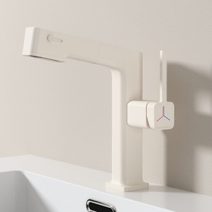 Grifo de Lavabo de Alta Gama, Estilo Blanco Lechoso, con Tres Modos de Funcionamiento, Totalmente de Cobre, Extraíble, para Agua Fría y Caliente - Product Image 4