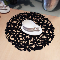 Design de fleurs feutre rond Tapis de table de cuisine Isolation Tapis de salle à manger Napperons de table résistants à la chaleur