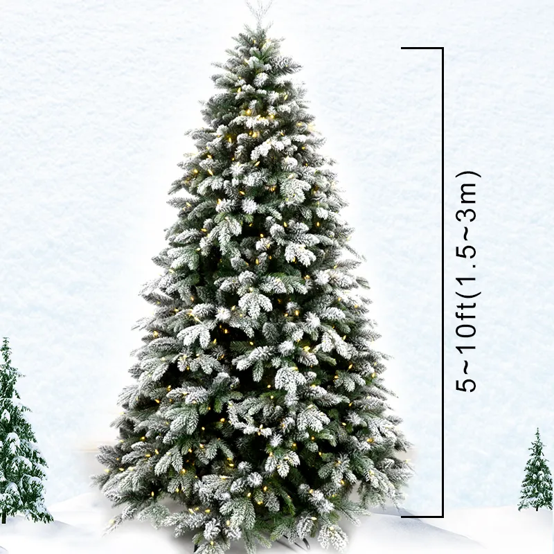 Высококачественная новогодняя елка из полиэтилена и ПВХ с предварительно освещенным снегом, праздничные украшения, елки с подсветкой