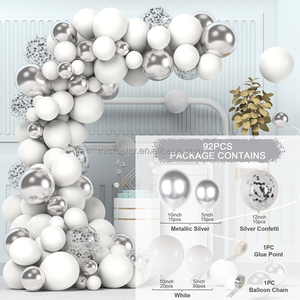 Wholesale Chrome White Silver <strong>Balloon</strong> Garland Kit Silver Confetti <strong>Balloons</strong> with <strong>Balloon</strong> Tape for <strong>Prom</strong> Wedding Events Party Decor - Product Image 1