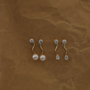 14k Gold Pearl and Diamond Jackets Stud Earrings Fashion Custom Earring Design Trendy Earings Luxury Designer <strong>Jewelry</strong> Earrings - Product Image 4