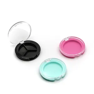 3color Luxury Custom Empty Pressed Eyeshadow Palette Pigmented Blush Compact Powder Case Plastic Stamped for Makeup