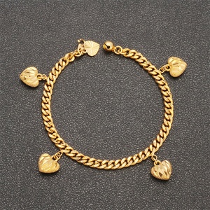 JXX 24K Gold Plated Dubai Chain <b>Bracelet</b> for Women Trendy Heart Shape Brass Bangle for Parties Hot Sale in India - Product Image 2