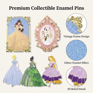 Pin <span class=keywords><strong>de</strong></span> esmalte personalizado <span class=keywords><strong>de</strong></span> princesa, broche <span class=keywords><strong>de</strong></span> dibujos animados con marco vintage <span class=keywords><strong>de</strong></span> esmalte duro con purpurina, insignia coleccionable <span class=keywords><strong>de</strong></span> metal, recuerdo - Product Image 5