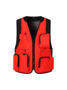 Chaleco de fotografía multibolsillo de Color sólido 100% Taslon Ropa de trabajo duradera con impresión de logotipo para fotógrafos - Product Image 6