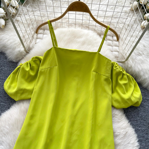 Blouses d'été <span class=keywords><strong>sexy</strong></span> à manches courtes pour femmes, chemises unies à manches bouffantes, hauts <span class=keywords><strong>sexy</strong></span> pour femmes, vêtements pour femmes en gros - Product Image 4