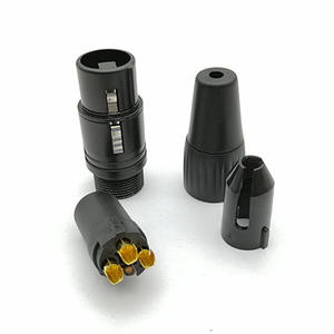 Connecteur audio XLR femelle 3 broches Cannon, équilibré, noir, avec âme en cuivre et ornement plaqué or, haute qualité - Product Image 2