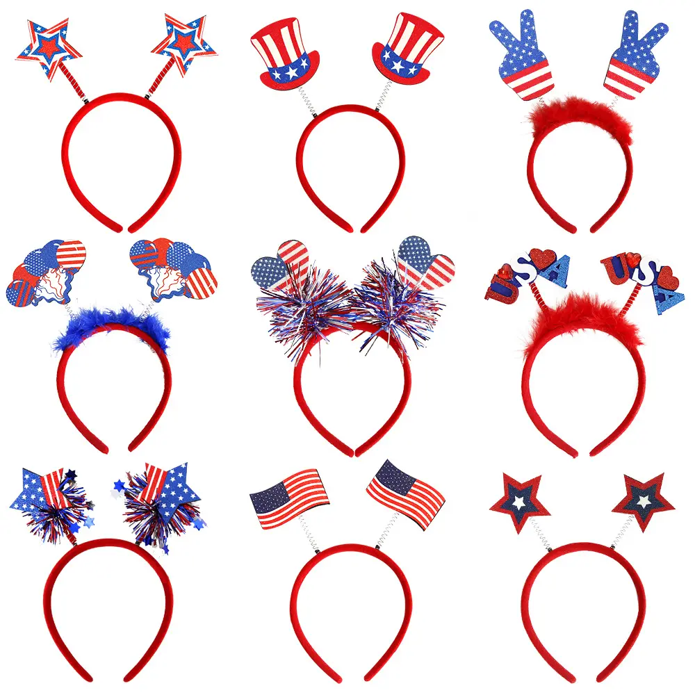 4 जुलाई स्वतंत्रता दिवस के लिए अमेरिकी स्वतंत्रता दिवस हेयर हुप्स लाल सफेद नीला सितारा आकार प्लास्टिक हेडबैंड