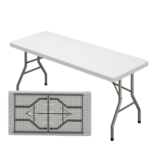 Mesa de Catering Plegable de Plástico Negro de 6 y 8 Pies de Largo, Ligera y Apilable, para Exteriores y Picnics - Product Image 2