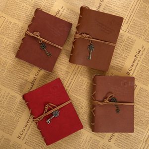 Wholesale Retro Leather Notepad Creative Diary Bronze Key Strap Kraft Paper PU Leather Tie the <strong>Rope</strong> A6 <strong>Notebook</strong> - Product Image 4
