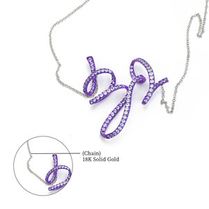 New Collection Fine Jewelry Wholesale 18K Solid Gold Chain Natural Purple Sapphire & Spinel Titanium Pendant <b>Necklace</b> For Women - Product Image 3