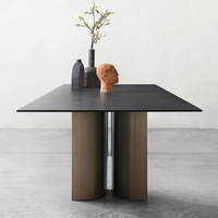 Dalle de roche italienne minimaliste rectangle lumière moderne luxe haut de gamme ensemble table à manger et chaises meubles de salle à manger