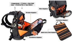Túi Đựng Dụng Cụ Thợ Mộc Rỗng Không Thấm Nước Lớn Túi Đựng Dụng Cụ Nhiều Túi Túi Đựng Dụng Cụ Kỹ Thuật Viên Hạng Nặng Ba Lô - Product Image 2